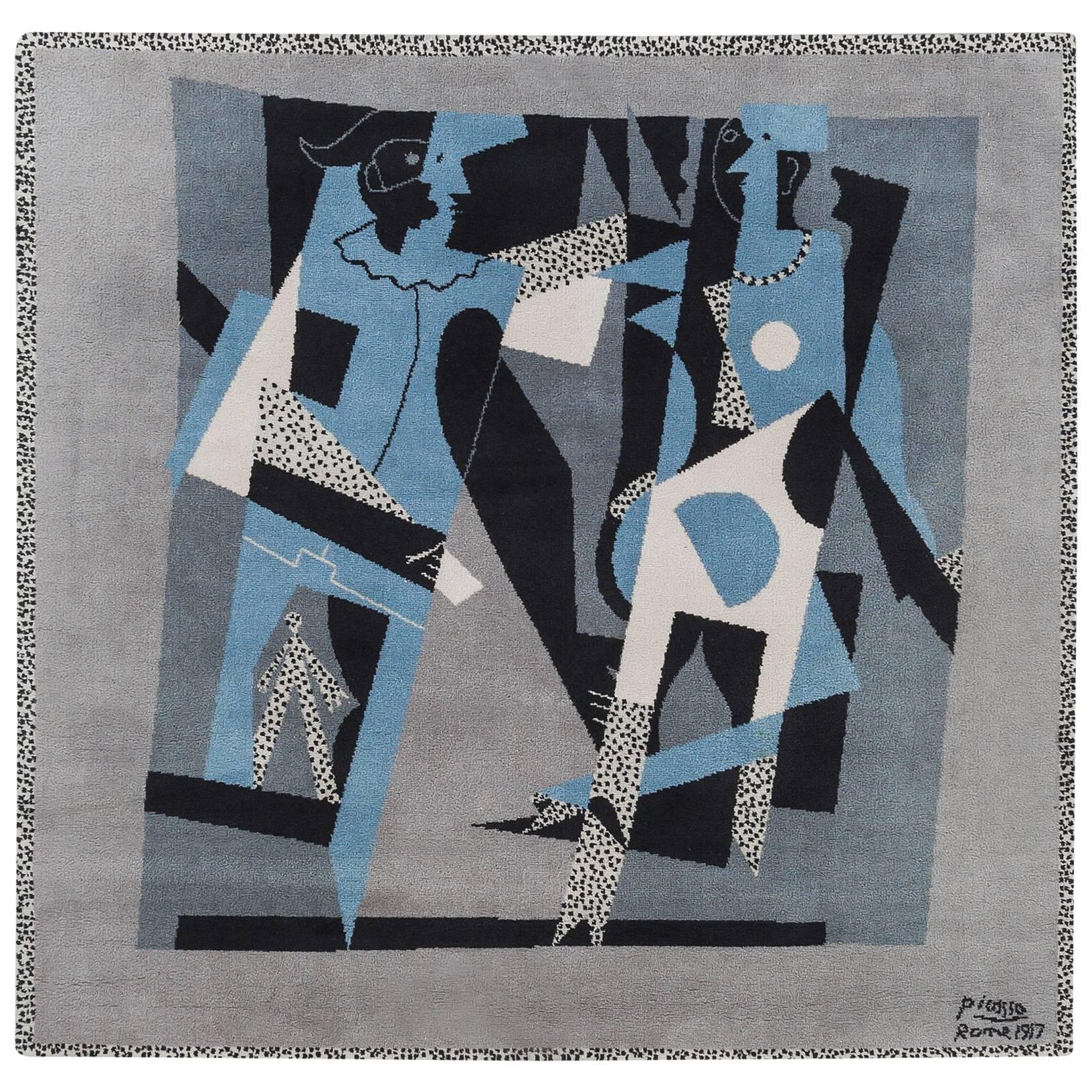 Pablo Picasso Tapestry Rug (After), Harlequin and "Woman with Necklace"