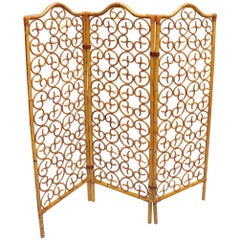 Vintage French Rattan Room Divider, circa 1960s
