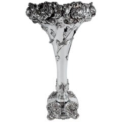 Very Large Whiting Art Nouveau Sterling Silver Chrysanthemum Vase