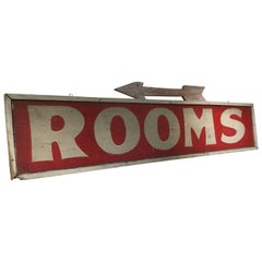Vintage Early Americana Rooms Sign with Arrow