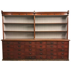 French Antique Kitchen Cabinet with Bank of Drawers