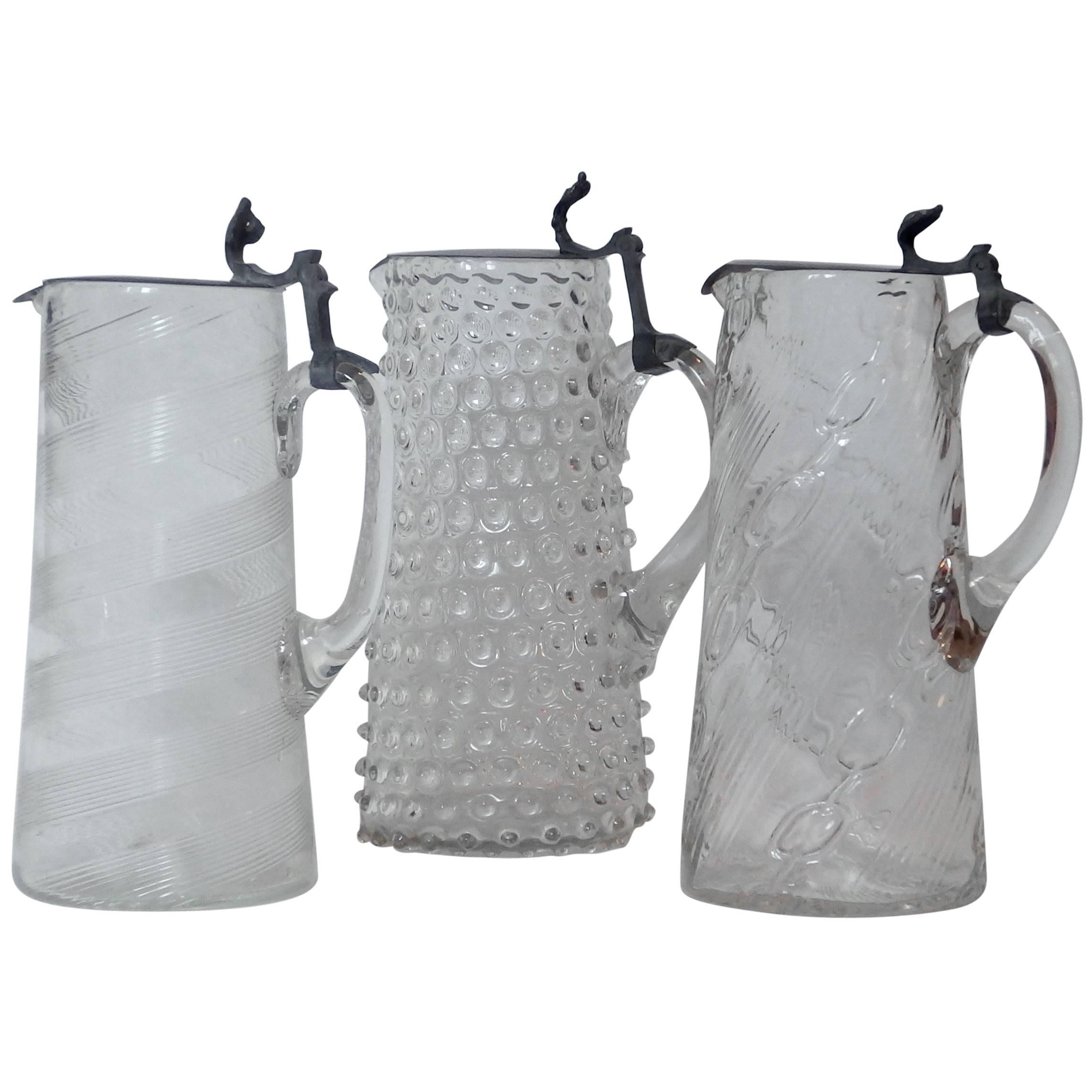 19th Century Glass Jugs from Liege Belgium For Sale