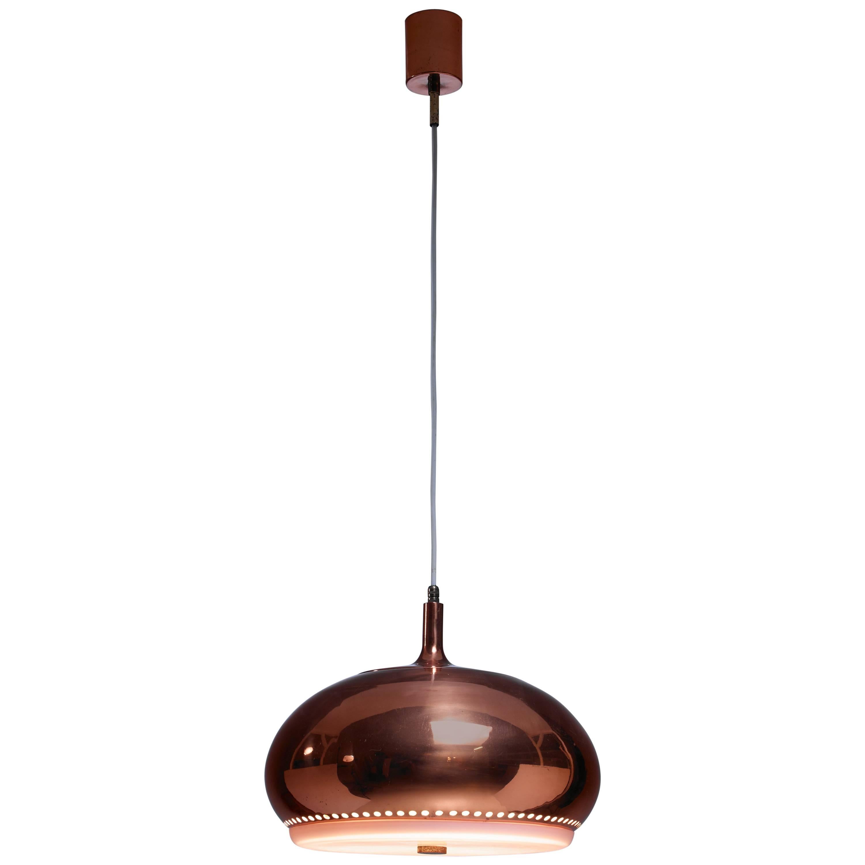 Large Full Copper Pendant Perforated Underneath, Italy, 1950s For Sale
