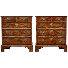 Pair of Small Walnut Chest of Drawers
