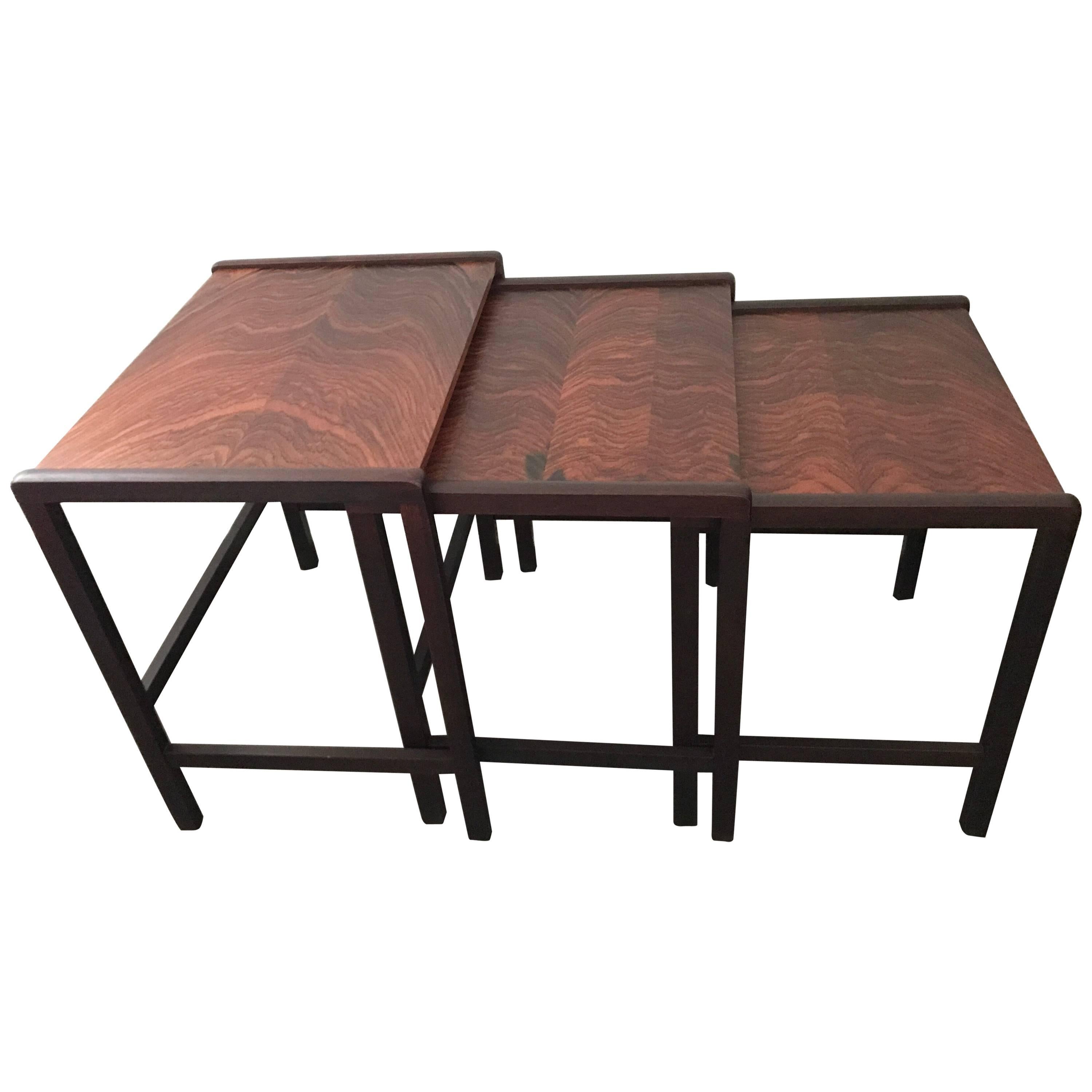Three Swedish, 1955 Rosewood Nesting Tables For Sale