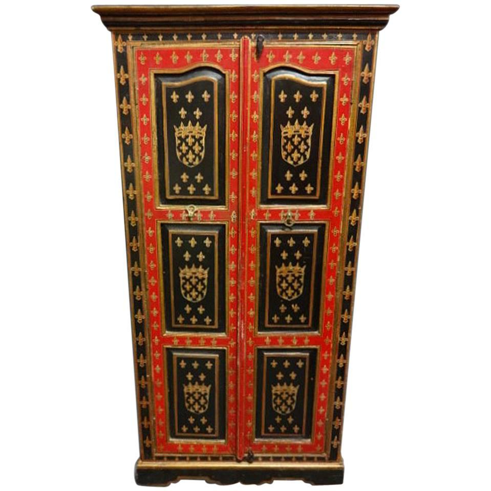 Magnificent Painted Hall Wardrobe For Sale
