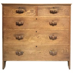 Antique Arts & Crafts Cotswold School Oak Chests of Drawers with Handmade Handles