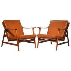 Arne Hovmand Olsen for Mogens Kold Lounge Chairs in Teak and Leather