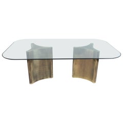 Vintage Mastercraft Dual-Pedestal Dining Table with Glass Top