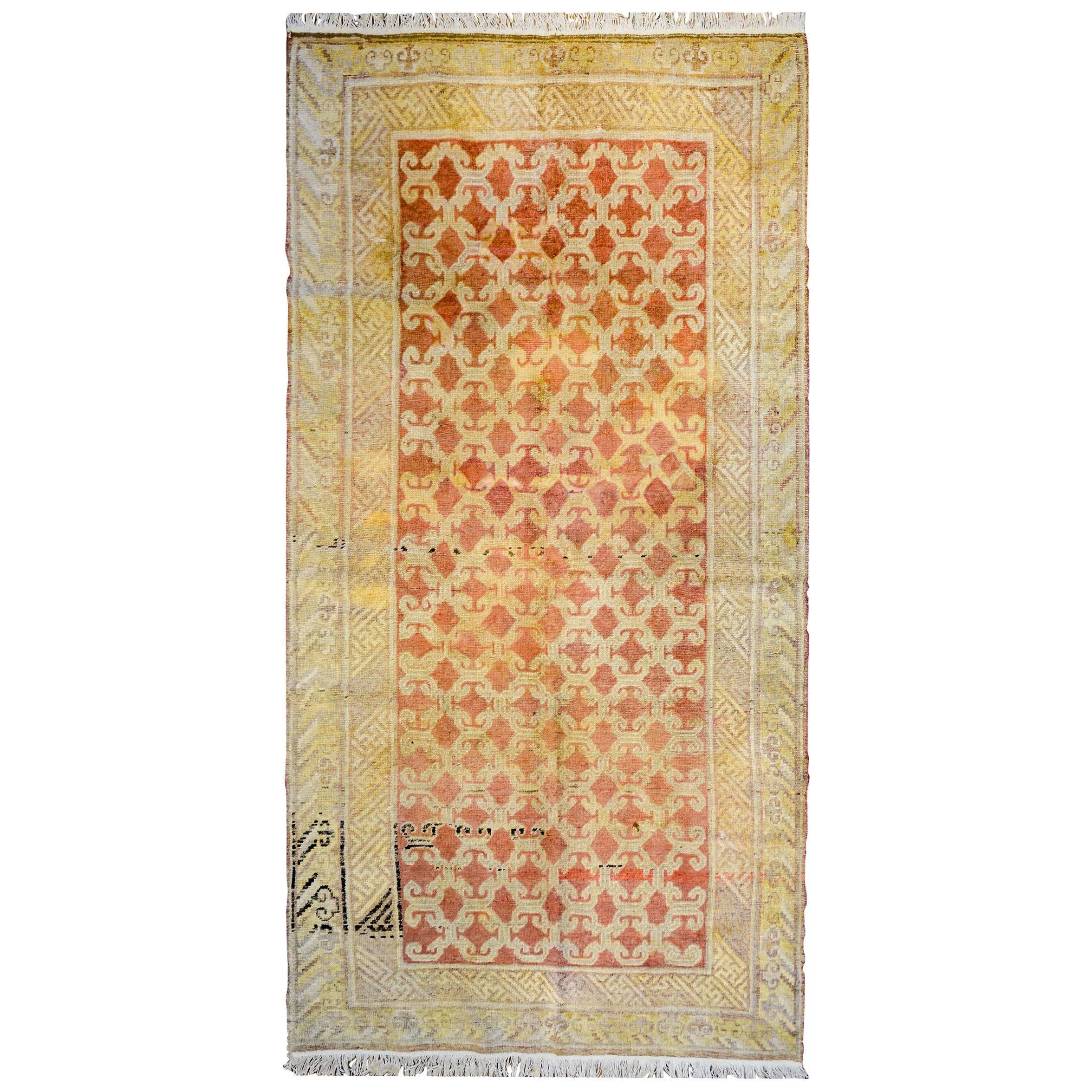 Khotan-Teppich aus dem frühen 20. Jahrhundert, ungewöhnlich