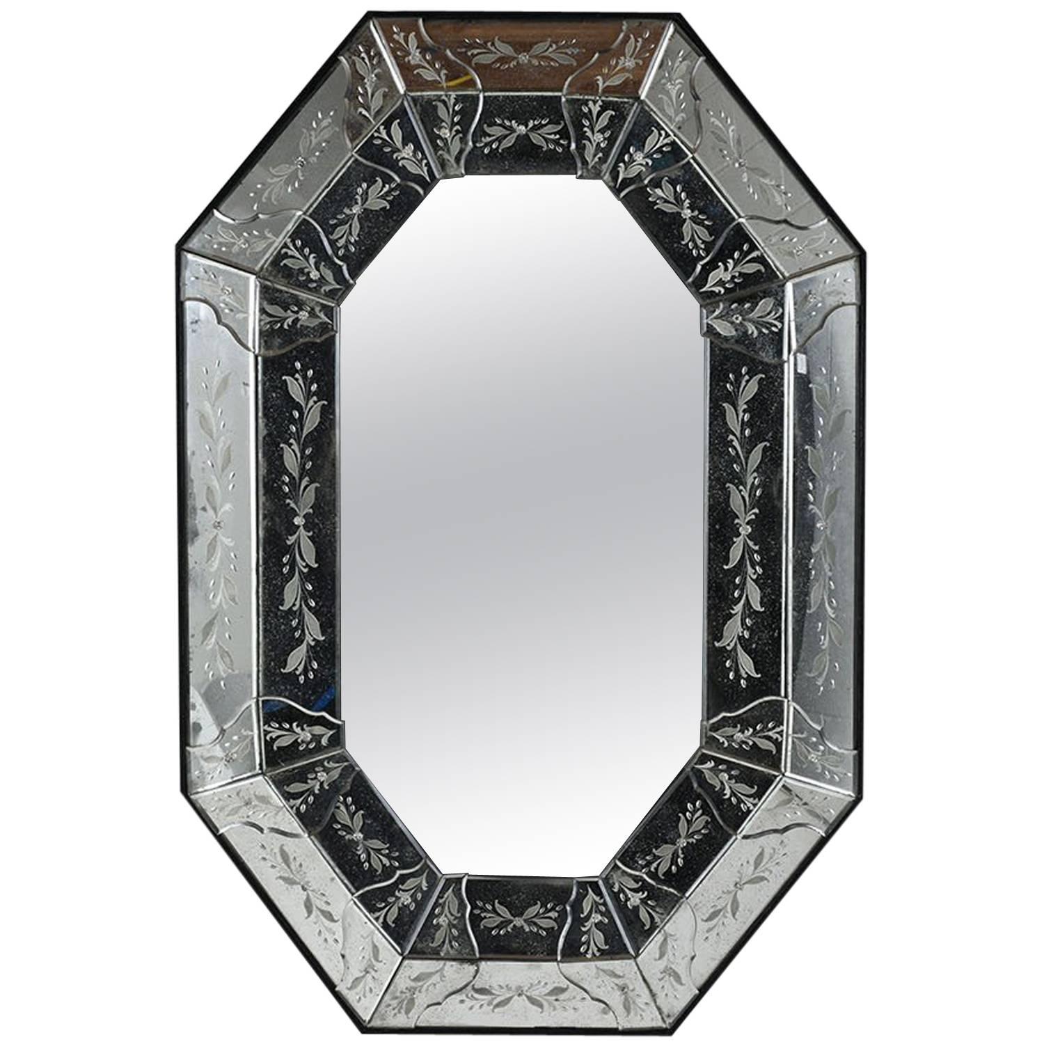 Very Fine Antique EtchedGlass Mirror in Medium Size at 1stDibs