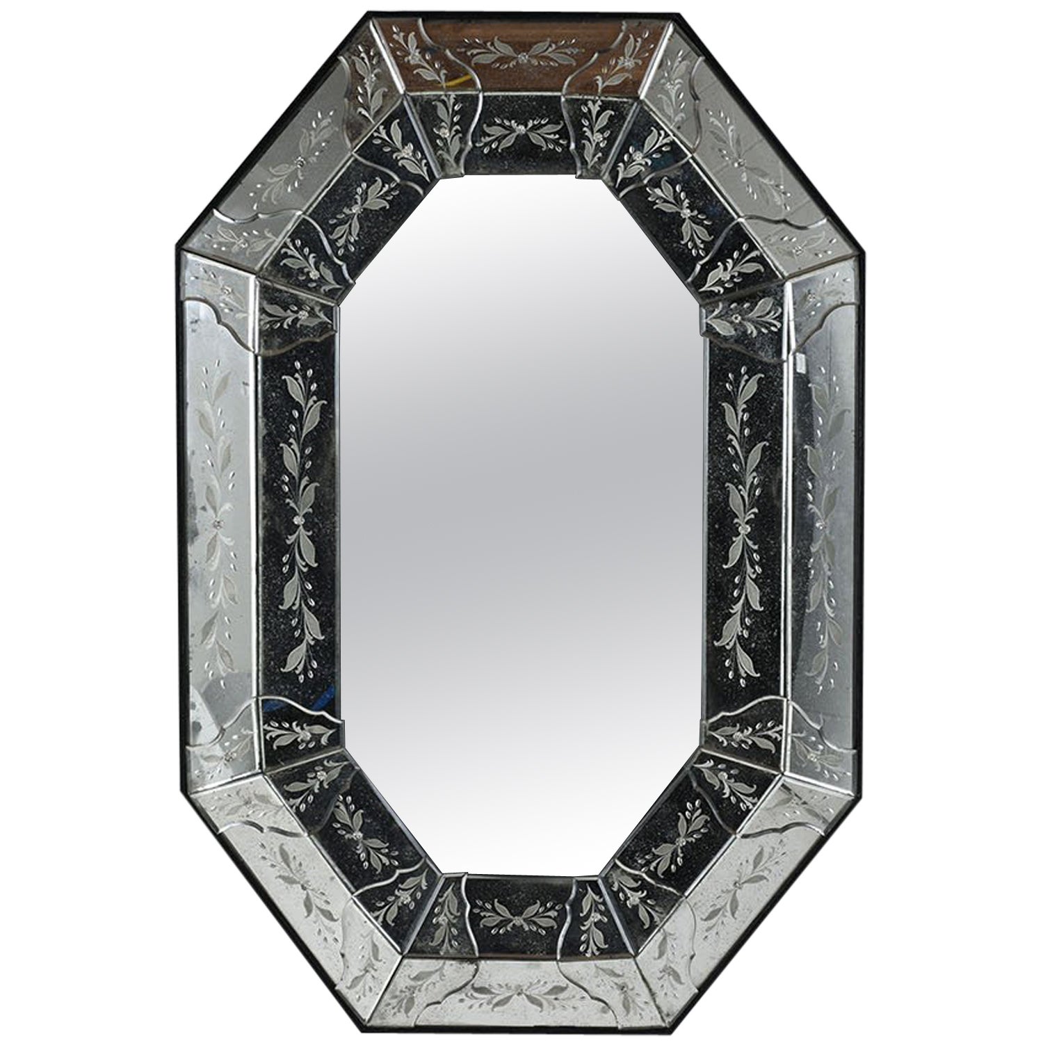 Very Fine Antique EtchedGlass Mirror in Medium Size at 1stDibs