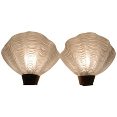 Pair of 1940 Swedish ASEA Brass and Glass Wall Sconce "Coquille"