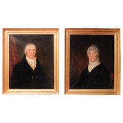 Oil on Canvas Pair of Portraits of a Couple, Probably New York, circa 1810