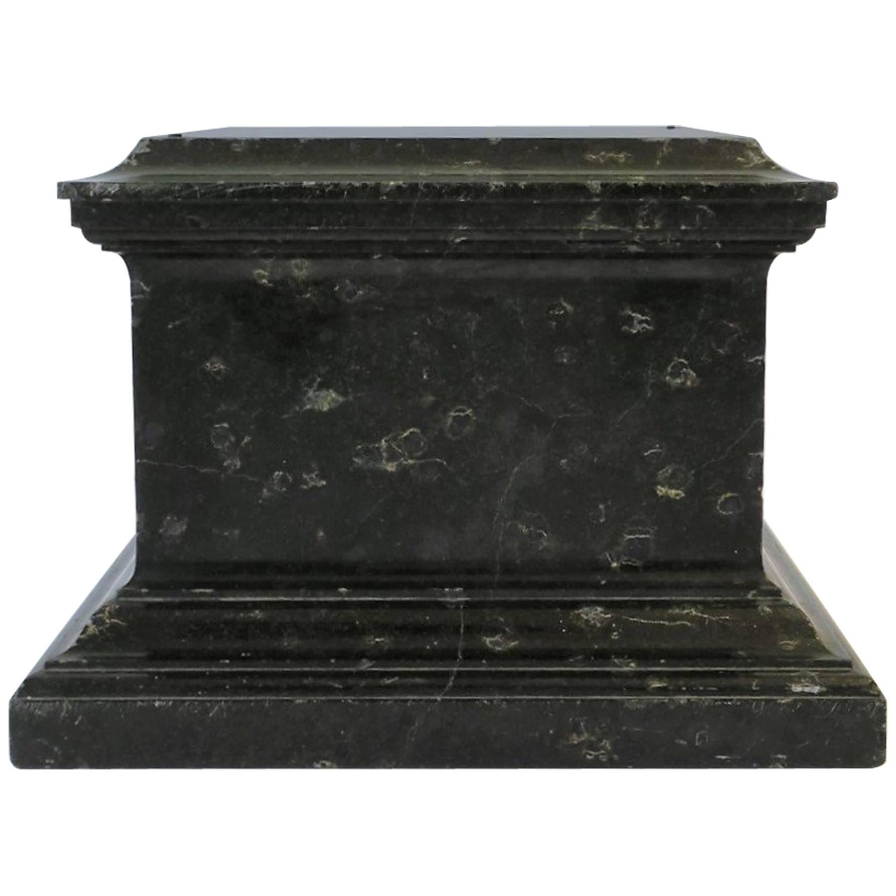 Black Marble Pedestal Column or Plinth Base, Late 19th Century