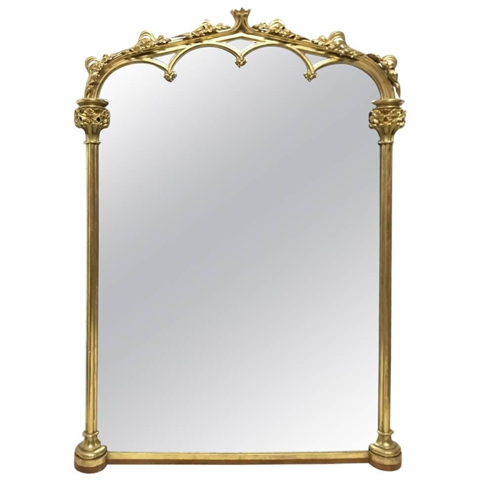 Thomas Fentham 136 the Strand a Late Georgian Gothic Revival Gilt Wall Mirror For Sale