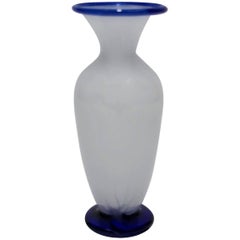 Blue and White Italian Urn Art Glass Vase