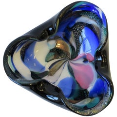 Italian Murano Art Glass Bowl with Abstract Design