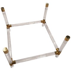 Charles Hollis Jones Brass and Lucite Faux Bamboo Coffee Cocktail Table