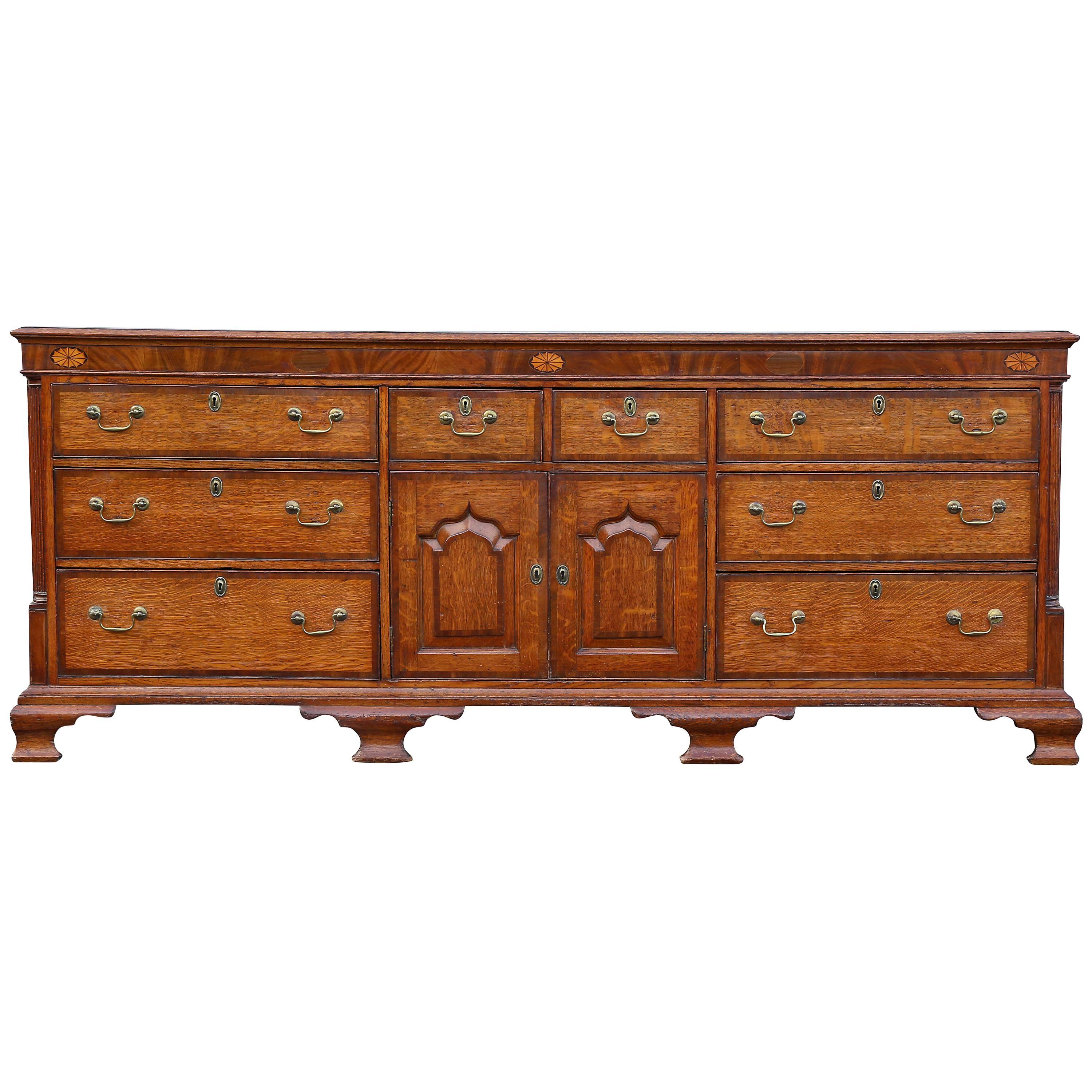 George III Oak and Mahogany Dresser or Sideboard