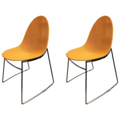 Used Calligaris Two Modern Orange Midcentury Italian Chairs