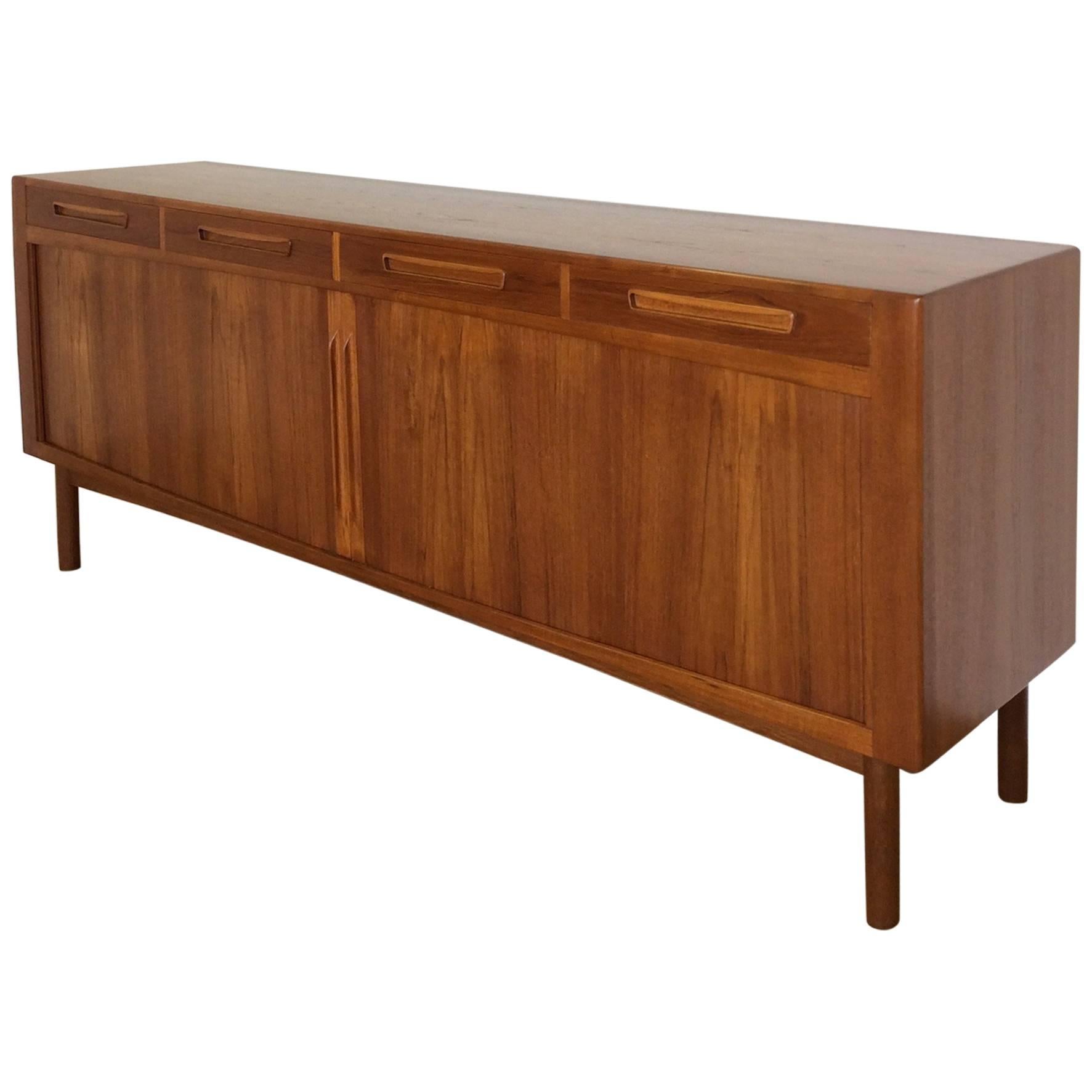 Midcentury Sideboard Credenza with Tambour Doors by Arne Hovmand Olsen For Sale