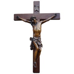 Large Hand-Carved Mid to Early 20th Century Corpus of Christ / Crucifix