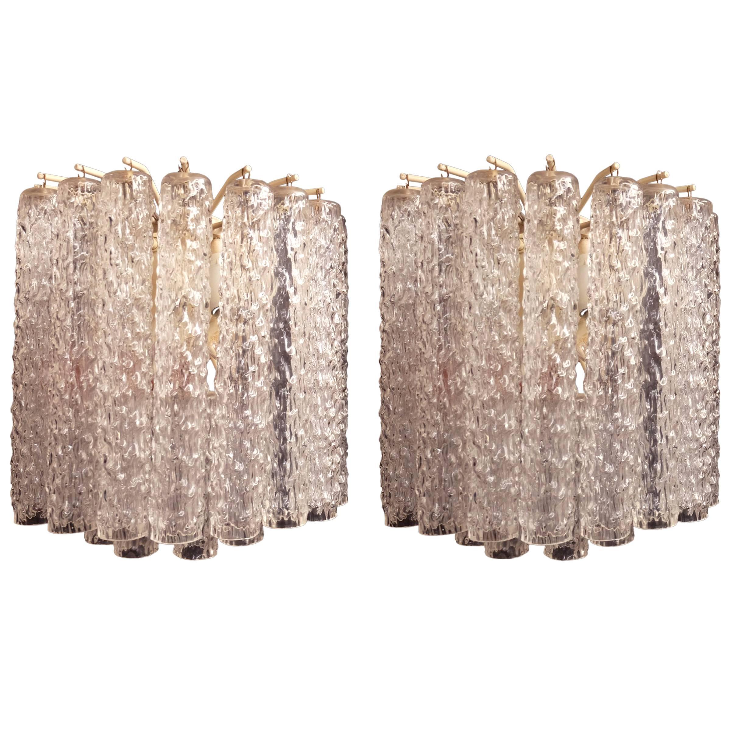 Venini, "Tronchi" Murano Glass Super Elegant Pair of Sconces For Sale