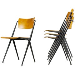 Set of Four Pyramid Chairs Designed by Wim Rietveld for Ahrend de Cirkel, 1963