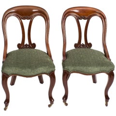 Antique 19th Century Pair of Victorian Mahogany Fiddle Back Side Chairs