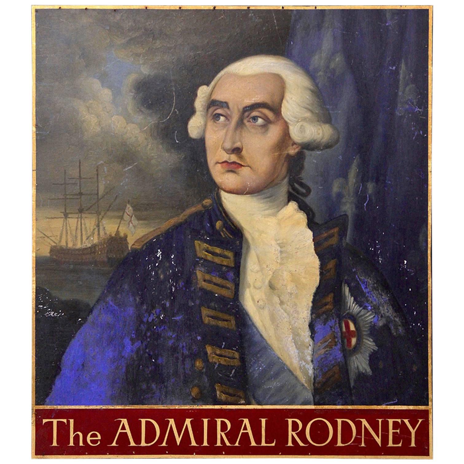 Admiral Rodney Oil Portrait Sign For Sale