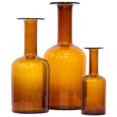 Otto Breuer for Holmegaard Glass Bottle Set of Vases