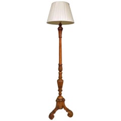 Carved Satinwood Edwardian Period Standard Lamp