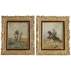 Gaspard de Toursky, Pair of Oil in Canvas, Arabian Riders, circa 1900