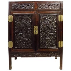 19th Century Finely Carved Chinese Hardwood Cabinet