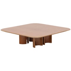 Giovanni Offredi  Mid-Century Modern Square Burl Coffee Table for Saporiti