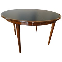 Danish Round Expandable Stratified Teak Dining Table Three Leaves