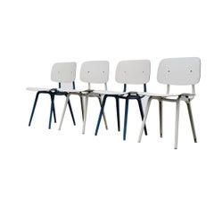Friso Kramer Revolt Chairs Set 1953 Blue Grey White