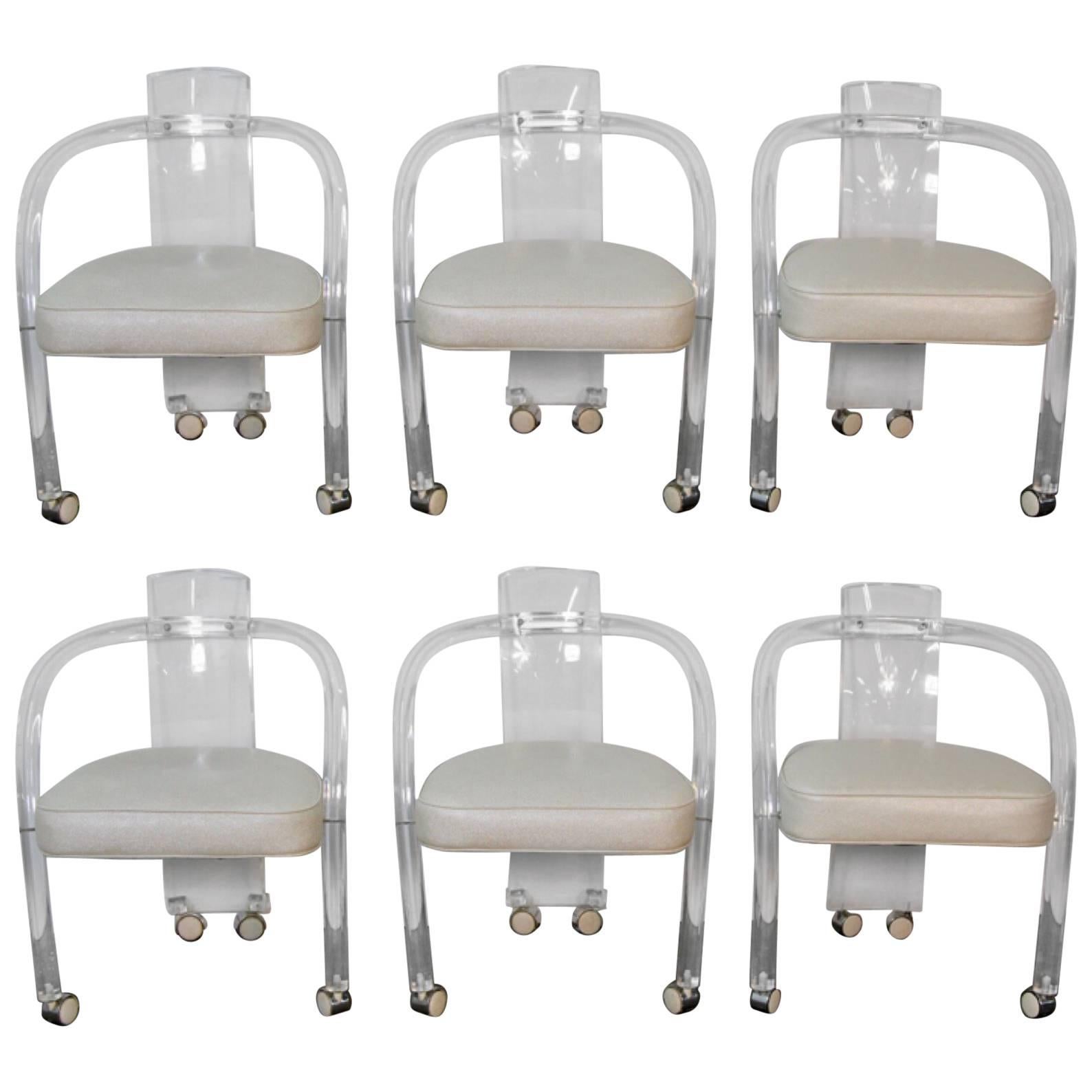 Set of Six Midcentury Lucite Chairs For Sale