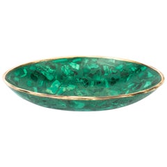 Antique Early 20th Century Malachite and Ormolu-Mounted Oval Trinket Dish