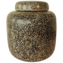 Modern Ceramic Vase with Lid Cream and Black by Les Comproir D'annam