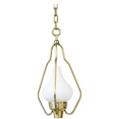 1950s Brass and Opaline Pendant Light by Hans Bergström for ASEA, Sweden