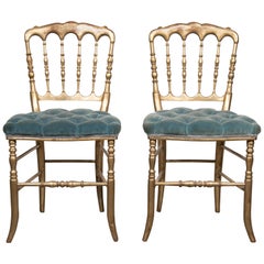 Pair of 19th Century Napoleon III Giltwood Opera Chairs