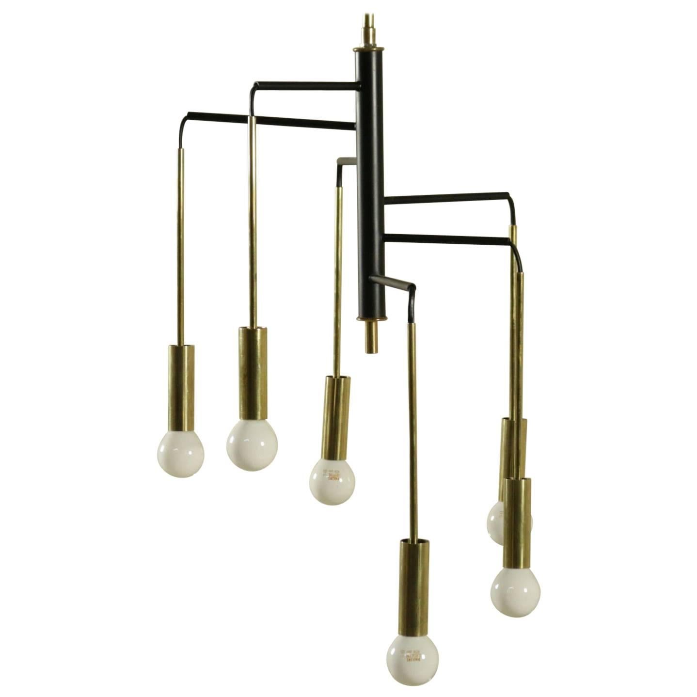 Ceiling Lamp Brass and Laquered Aluminium Vintage, Italy 1950s-1960s