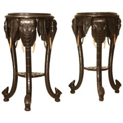 Pair of 1930s Ceylonese Elephant Side Tables