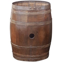 Early 20th Century Iron Bound Coopered Barrel