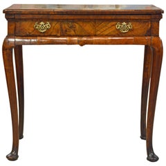 Good 18th Century English One Drawer Queen Anne Figured Walnut Tea Table