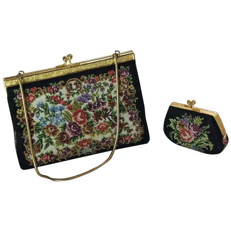 Vintage Gobelin Clutch Handbag with Coin Purse, circa 1930 For Sale at