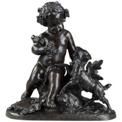 19ème siècle Sculpture en bronze Bacchus Enfant