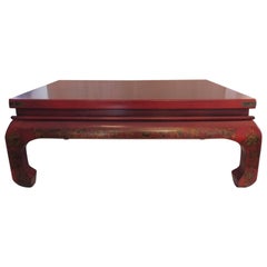 Monumental Chinese Cinnabar Lacquer Coffee Table